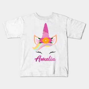 Name amelia unicorn lover Kids T-Shirt